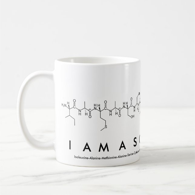 Taza De Café IAmAScientista péptido nombre mug (Izquierda)