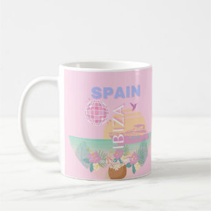Taza De Café Ibiza, España, Viajes, Arte Preppy, Rosa