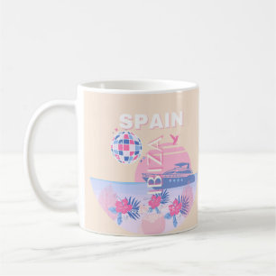 Taza De Café Ibiza, España, Viajes, Arte Preppy, Rosa, Pastel