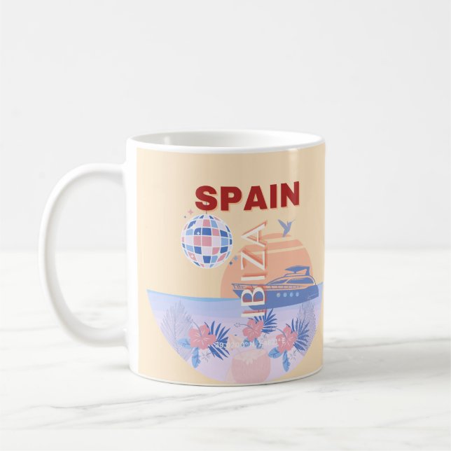 Taza De Café Ibiza, España, Viajes, Arte Retro, Pastel (Izquierda)