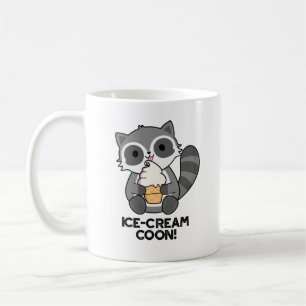 Taza De Café Ice Cream Coon Gracioso Animal Racoon Pun