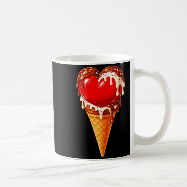 Taza De Café Ice Cream Heart Funny Drip Valentines Day Boys Gir (Derecha)