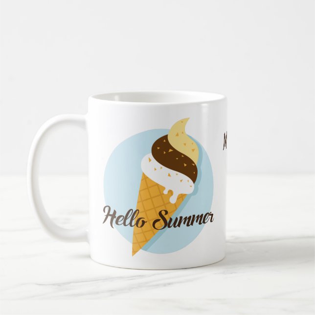 Taza De Café Ice Cream Hello nombre personalizado de los mugs (Izquierda)