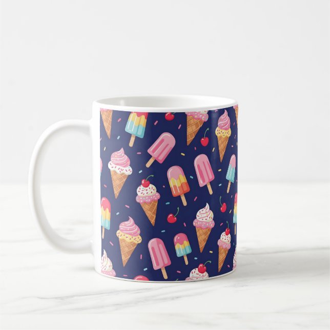 Taza De Café Ice cream, popsicles and cherries pattern (Izquierda)