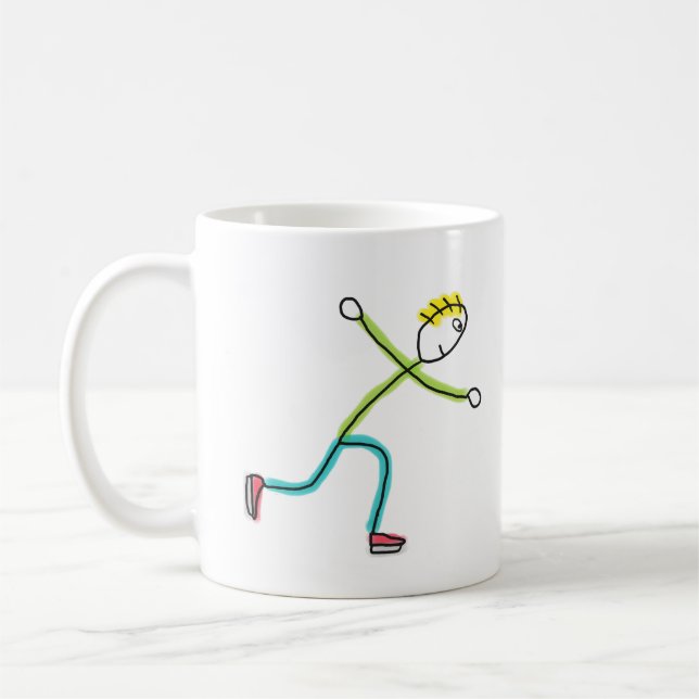 Taza De Café Ice Skating Stickman (Izquierda)