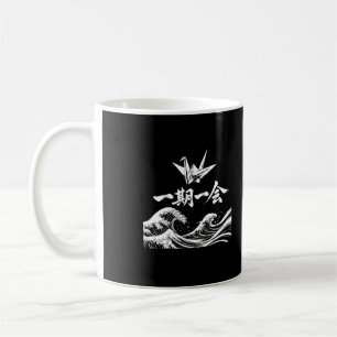Taza De Café Ichigo Ichie Grulla de Origami Ola Kanji