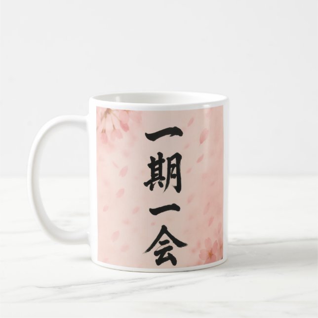 Taza De Café Ichigo Ichie Sakura Zen Mug – Japanese Calligraphy (Izquierda)