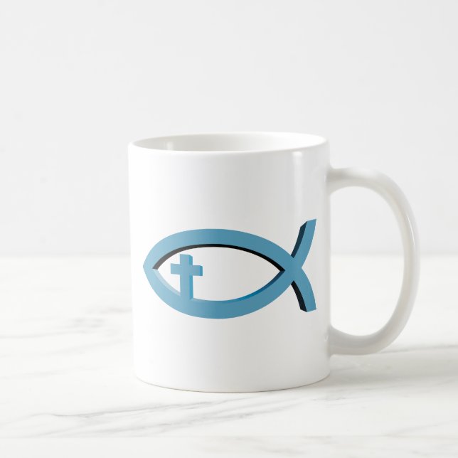 Taza De Café Ichthus - símbolo cristiano de los pescados con (Derecha)