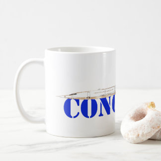Taza De Café Icónica Jet de concordia con tipografía azul audaz