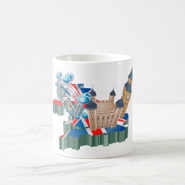 Taza De Café Icónicos monumentos de Londres Mapa británico de v (Subido por el creador)
