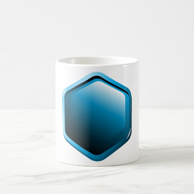 Taza De Café Icono de Hexágono Azul Brillante Geométrico Modern (Subido por el creador)
