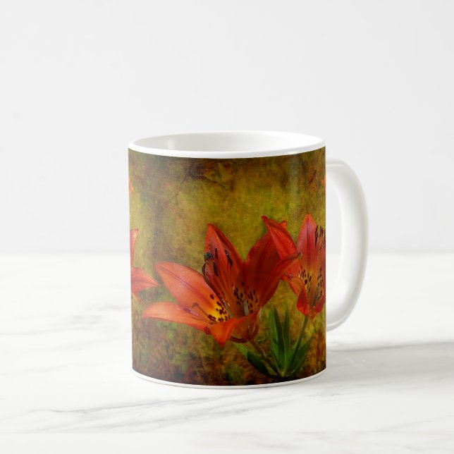 Taza De Café Icono de Lily de Prairie Roja Occidental Texteada (Anverso derecho)