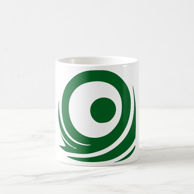 Taza De Café Icono de olas de tsunami verde Coffee Mug (Centro)