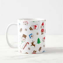 Icono de patrón de Navidad santa árbol regalo feli