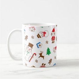 Taza De Café Icono de patrón de Navidad santa árbol regalo feli