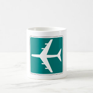 Taza De Café Icono de viaje de avión de Rótulo Símbolo de aerop