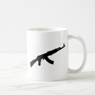 Taza De Café icono negro del ak 47 del arma