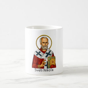 Taza De Café icono ortodoxo serbio de carta de San Nicolás