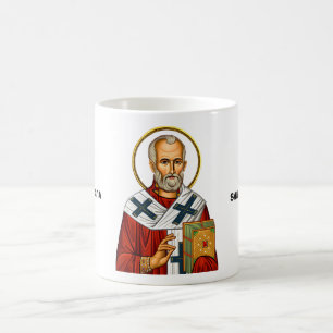 Taza De Café icono ortodoxo serbio de santos san nicolás