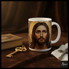 Taza De Café Icono Sagrado Dorado - Jesús