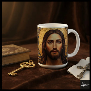 Taza De Café Icono Sagrado Dorado - Jesús