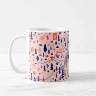 Taza De Café Iconos australianos, patrón decorativo impecable.