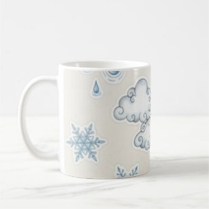 Taza De Café Iconos climáticos caprichosos: sol, nubes, lluvia 