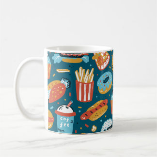 Taza De Café Iconos de comida rápida: Doodles antiguos
