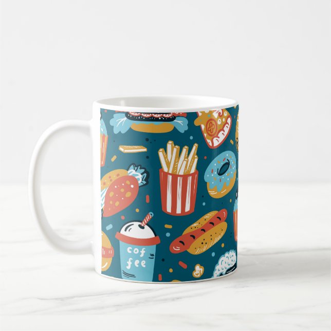 Taza De Café Iconos de comida rápida: Doodles antiguos (Izquierda)