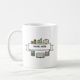 Taza De Café Iconos de contabilidad financiera de nombre de con