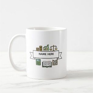 Taza De Café Iconos de contabilidad financiera de nombre de con