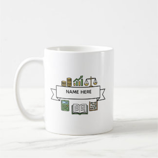 Taza De Café Iconos de contabilidad financiera de nombre de con