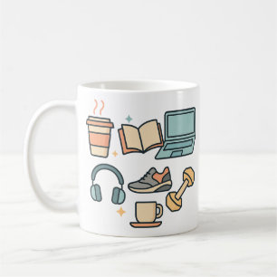 Taza De Café Iconos de estilo de vida Mug - Café, estudio, fitn