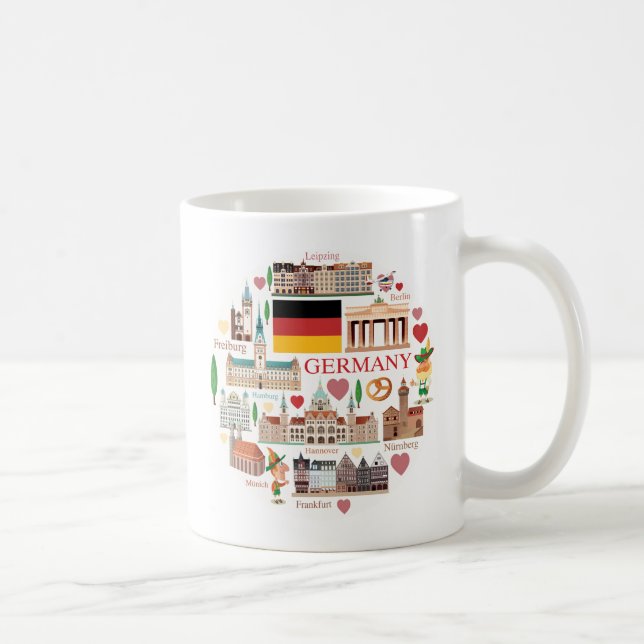 Taza De Café Iconos del viaje de Alemania (Derecha)