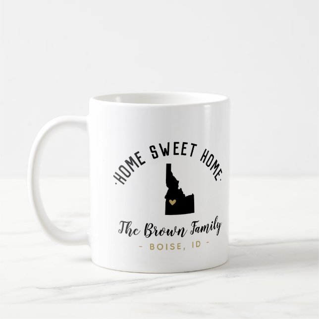 Taza De Café Idaho Hogar Dulce Familia Monograma Mug (Izquierda)