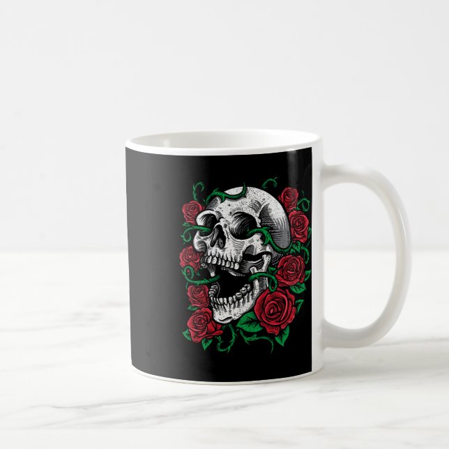 Taza De Café Idea de regalo de Rosa de cráneo de Halloween (Derecha)