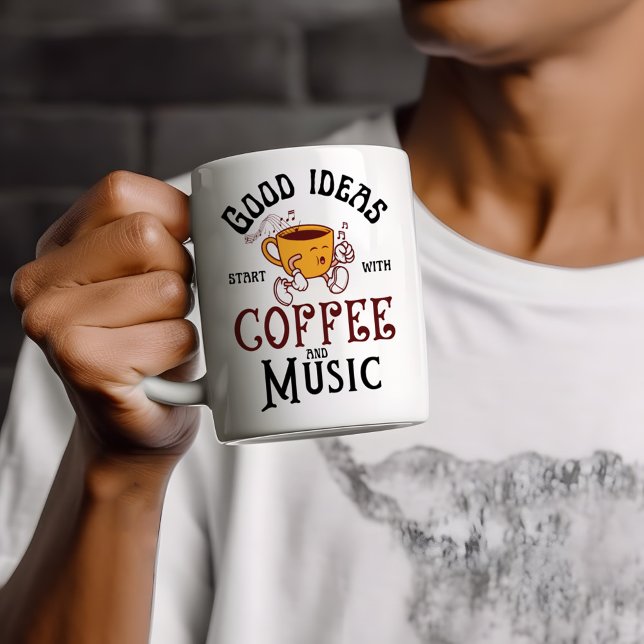 Taza De Café Ideas buenas empiezan con café y diversión musical (Subido por el creador)