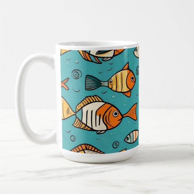 Taza De Café Ideas de regalo de patrones de peces (Izquierda)