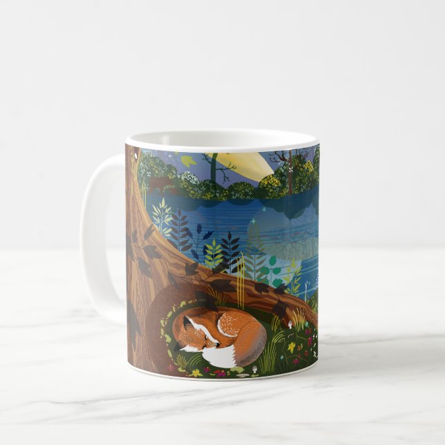 Taza De Café Idílico Ilustracion de vida silvestre Riverside pa (Anverso izquierdo)