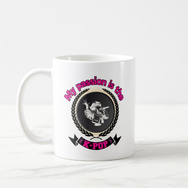 Taza De Café Idol Cantando Pasión KPop Música Diseño de Arte (Izquierda)