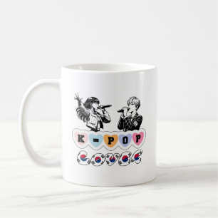Taza De Café Idoles macho cantan KPop corazón a Corea