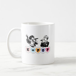 Taza De Café Idols hembras cantando KPop diseño musical