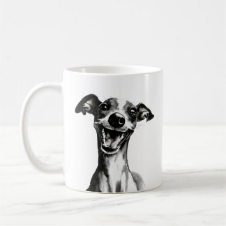 Taza De Café Iggy negro y blanco | Grasa de Greyhound italiano