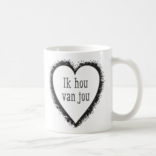 Taza De Café Ik hou van jou, te amo en holandés (Derecha)