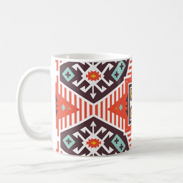 Taza De Café Ikat Aztec: Textura de rayas étnicas (Izquierda)