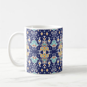 Taza De Café Ikat Geometric: Ornamento Folklore Oriental.