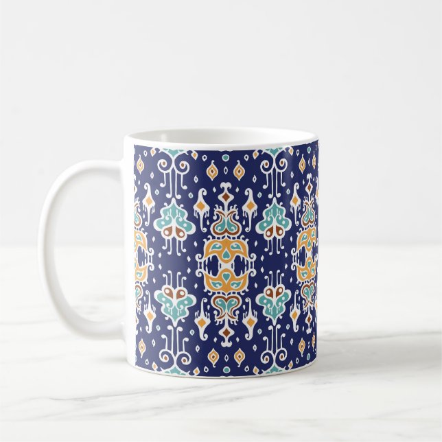Taza De Café Ikat Geometric: Ornamento Folklore Oriental. (Izquierda)