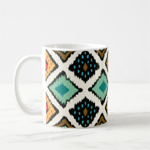 Taza De Café Ikat geométrico, textura tribal folclórica.