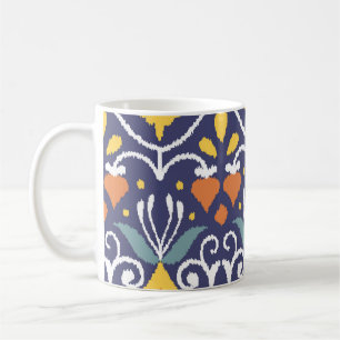 Taza De Café Ikat Hecho a Mano: Tela Étnica Boho