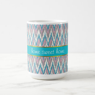 Taza De Café Ikat rosa y azul turbio